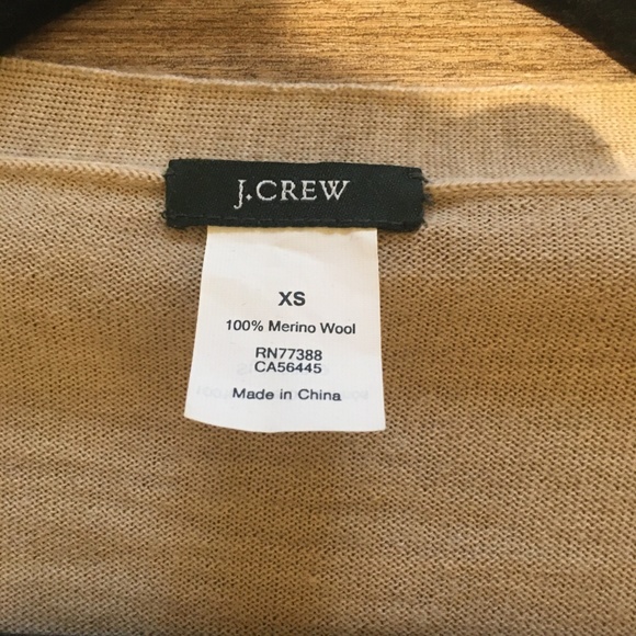 Women's Tan JCrew Cropped Merino Wool Cardigan - Picture 4 of 8